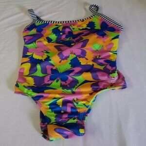 Dolfin Uglies Girls Butterfly Print One Piece Swimsuit Size 14